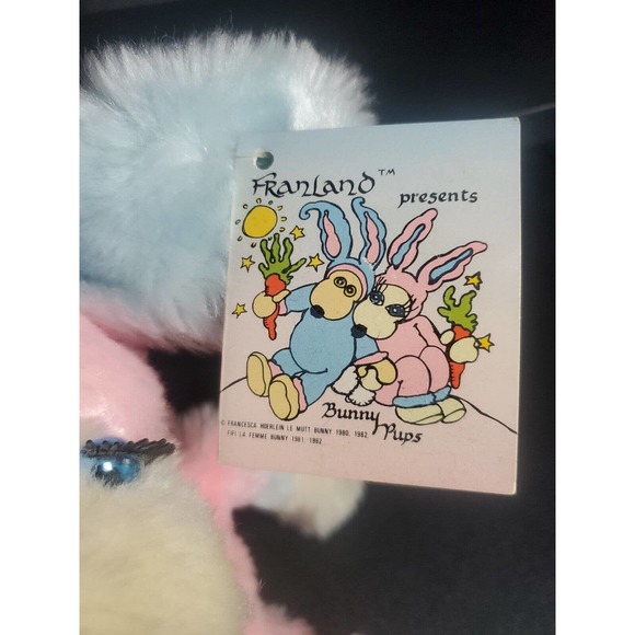 RARE Vintage Francesca Hoerlein 1982 Franland FiFi La Femme Bunny Pups Plush Tag - Picture 3 of 10